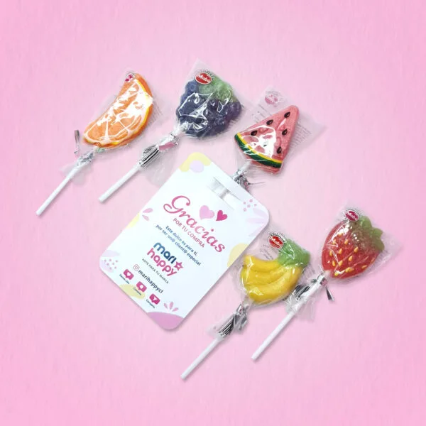 Tarjeta 7x10cm, una cara + Coyac/Chupetin de frutas