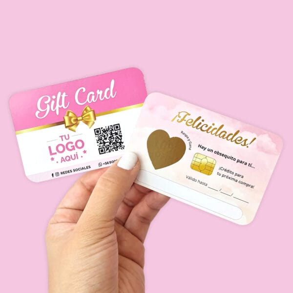 Gift cards con raspe 9x6cm, ambas caras