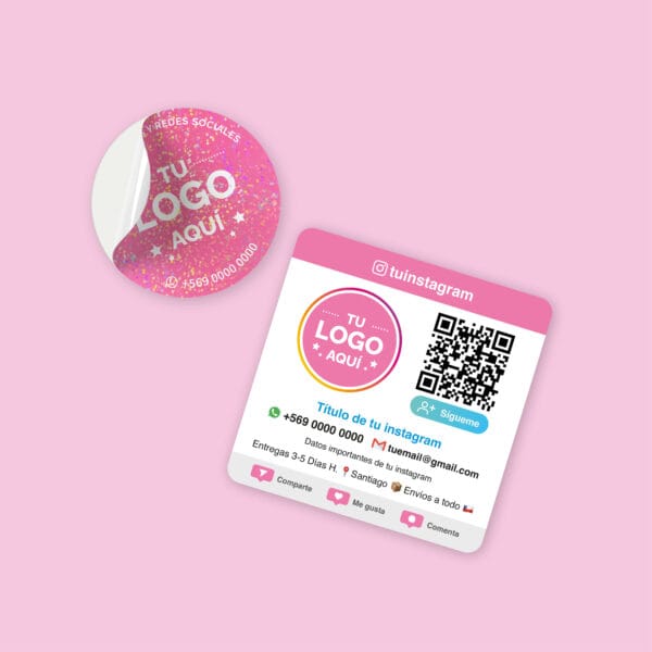 Stickers Holográficos 4cm y Tarjetas Instagram 6cm