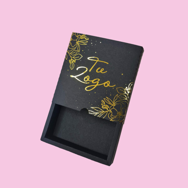 Caja Cuadrada con tapa deslizante 8x8x2cm con foil